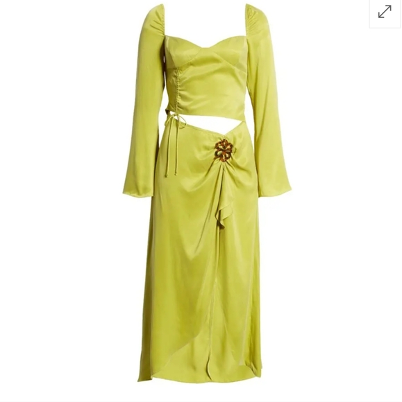 NWT $288 For Love and Lemons Allie Green Midi Dress Size Small - Picture 8 of 12